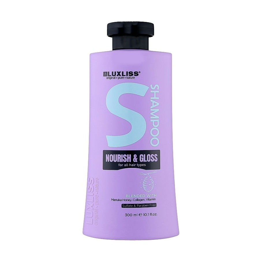 Шампунь Luxliss Nourish &amp; Gloss Shampoo для живлення та блиску всіх типів волосся, 300 мл
